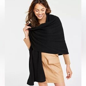 Charter Club Black Cashmere Travel Wrap Scarf Shawl EUC